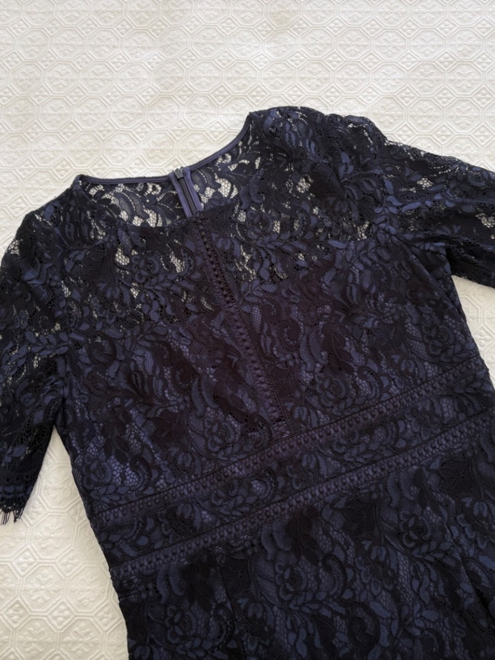 Eliza J Royal Blue Black Lace Overlay Cap Sleeve Sheath Dress Size 14
